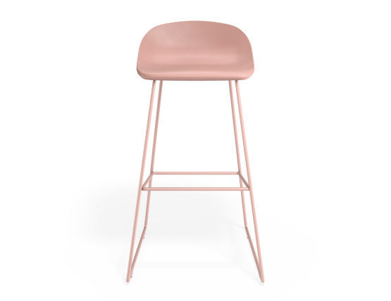 Pop Stool - Soft Pink Frame and Shell Seat  - 65cm Kitchen Bench Seat Height