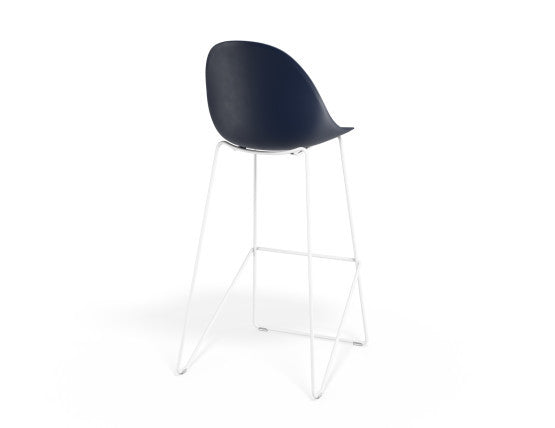 Pebble Navy Stool Shell Seat - Bar Stool 76cm Seat Height - White Frame
