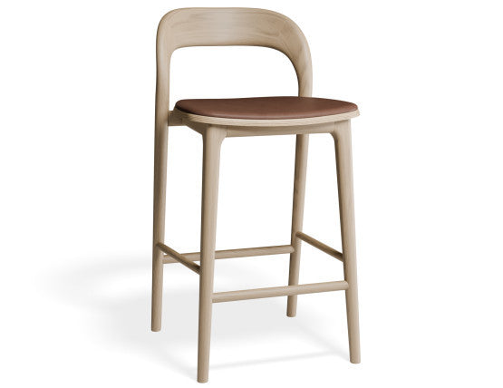 Mia Stool - Natural with Pad - 66cm Seat Height Vintage Tan Vegan leather Seat Pad