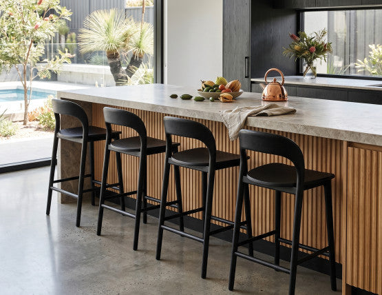 Mia Stool - Black  - 66cm Seat Height (Kitchen Bench height)