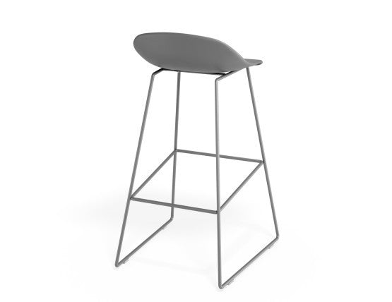 Pop Stool - Silver Grey Frame and Shell Seat  - 65cm Kitchen Bench Seat Height