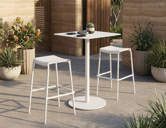 Roku High Bar Table - Outdoor - White - 65 x 65cm Table Top
