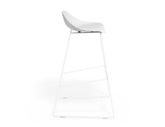 Pop Stool - White Frame and Shell Seat  - 65cm Kitchen Bench Seat Height