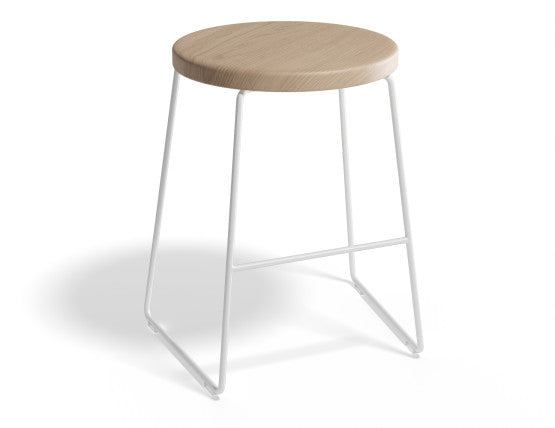 Hugo Low Stool - White - Natural Seat