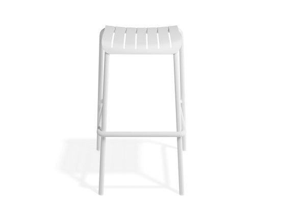 Roku Outdoor Backless Bar Stool in Matt White