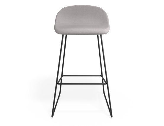 Pop Stool - Black Frame and Fabric Light Grey Seat - 65cm Kitchen Bench Seat Height
