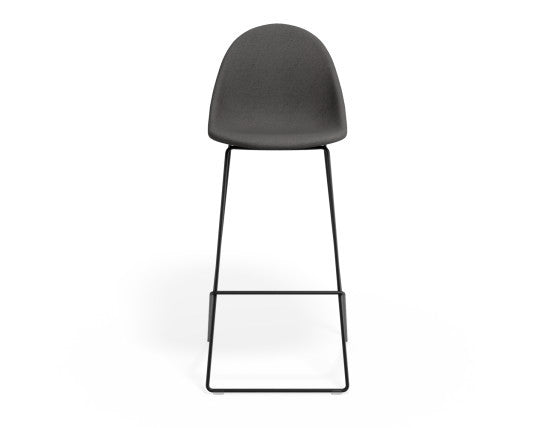 Pebble Fabric Grey Upholstered Stool - Counter Stool 65cm Seat Height - White Base