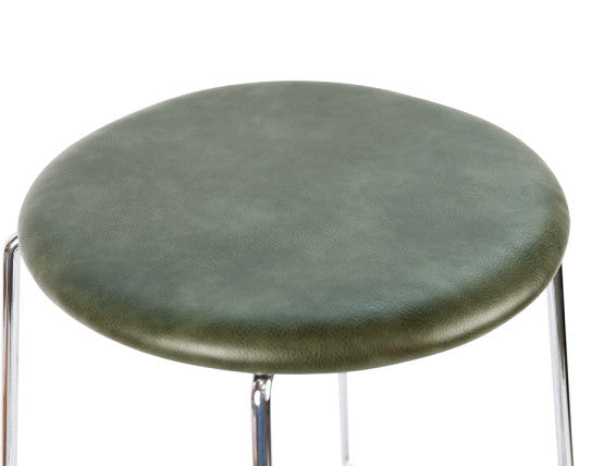 Hugo Low Stool - Chrome - Vintage PU Seat - 46cm Round / Vintage Grey PU Seat