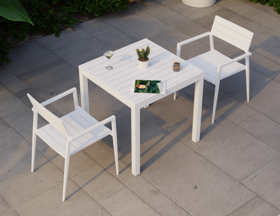 Halki Table Matt White Aluminium 77cm x 77cm