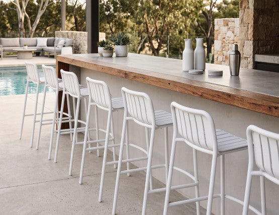 Roku Outdoor Bar Stool in Matt White