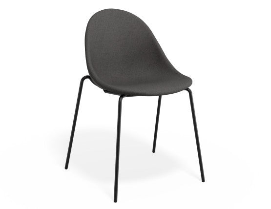 Pebble Fabric Dark Grey Upholstered Chair - Pyramid Fixed Base with Castors - Black