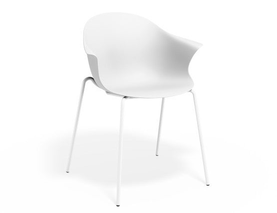 Pebble Armchair White with Shell Seat - Sled Base with Black Legs