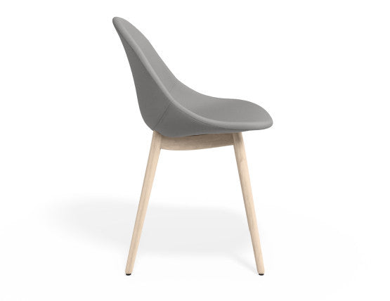 Pebble Fabric Light Grey Upholstered Chair - Pyramid Fixed Base - Black
