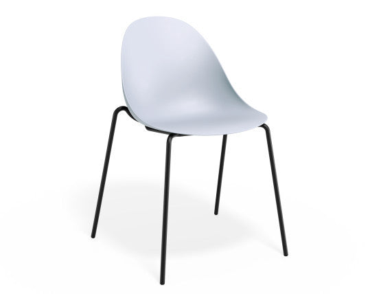 Pebble Chair Pale Blue with Shell Seat - Sled Stackable Base - Black
