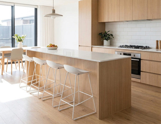 Pop Stool - White Frame and Shell Seat  - 65cm Kitchen Bench Seat Height