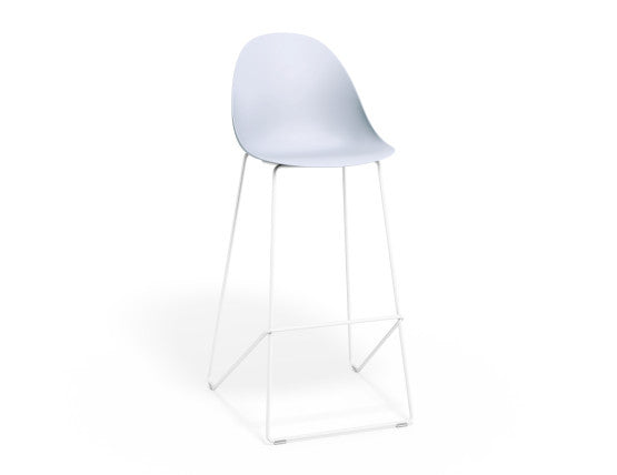 Pebble Blue Stool Shell Seat - Counter Stool 65cm Seat - Black Base