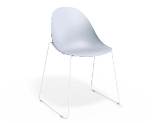 Pebble Chair Pale Blue with Shell Seat - Sled Stackable Base - Black