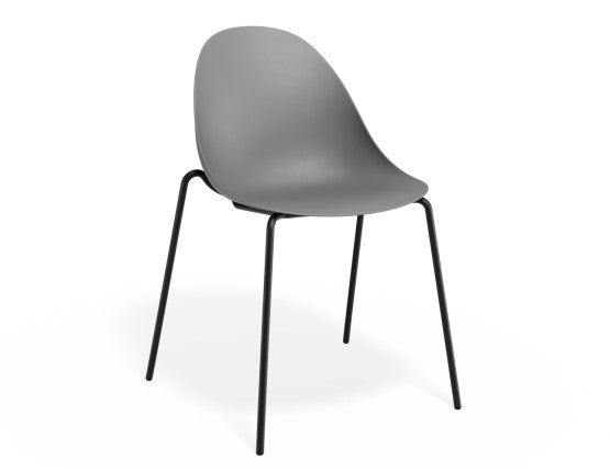 Pebble Chair Grey with Shell Seat - Sled Stackable Base - Black