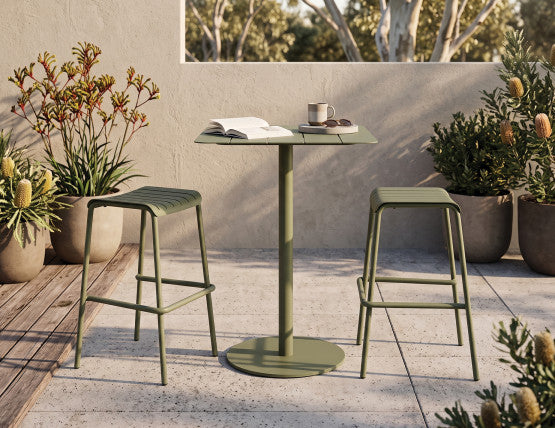 Roku High Bar Table - Outdoor - Eucalyptus Green - 65 x 65cm Table Top