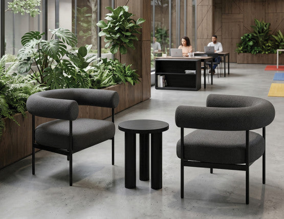 Marlowe Occasional Chair - Black Legs - Stone Grey Fabric