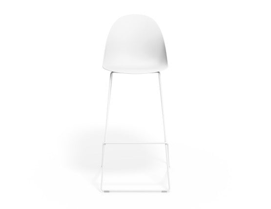 Pebble White Stool Shell Seat - Bar Stool 75cm Seat Height - Black Frame