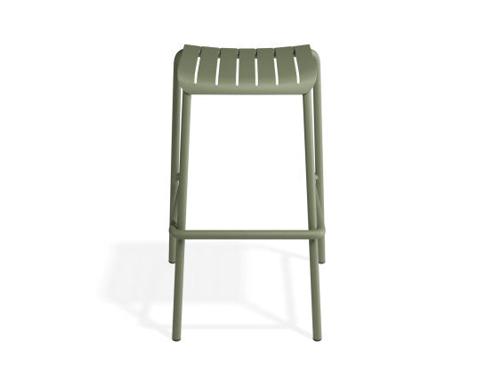 Roku Outdoor Backless Bar Stool in Matt Eucalyptus Green