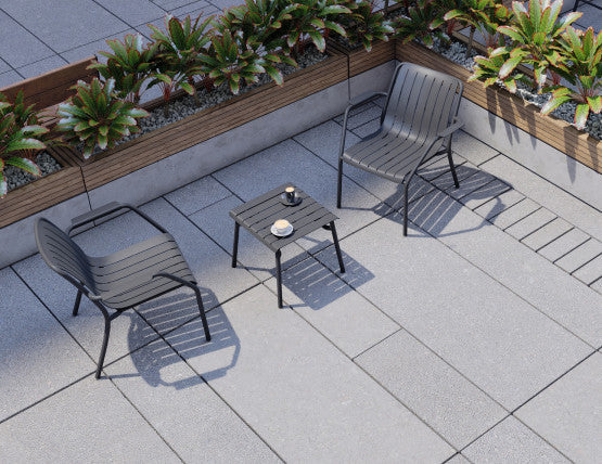Roku Outdoor Low Stool Footrest in Matt Charcoal