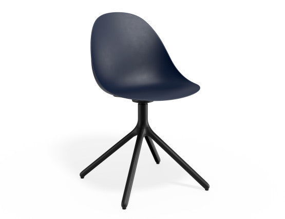 Pebble Chair Navy Blue with Shell Seat - Sled Stackable Base - White