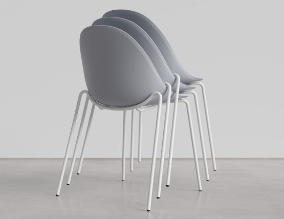 Pebble Chair Pale Blue with Shell Seat - Sled Stackable Base - Black