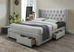 Caleb Studded 4 Drawer Fabric King Bed - Stone