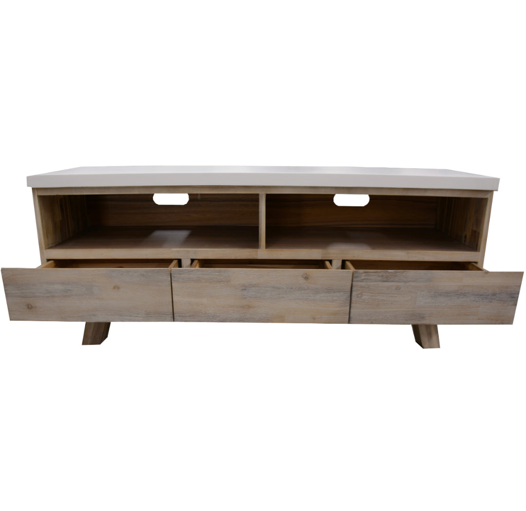 Charleston TV Unit with 3 Drawers & 2 Niches - White Top