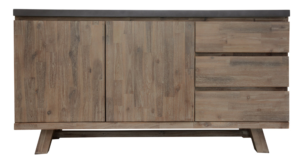 Savannah Acacia 3 Drawer 2 Door Buffet - Grey Top