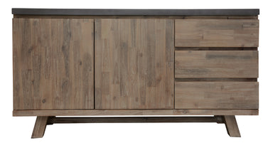 Savannah Acacia 3 Drawer 2 Door Buffet - Grey Top