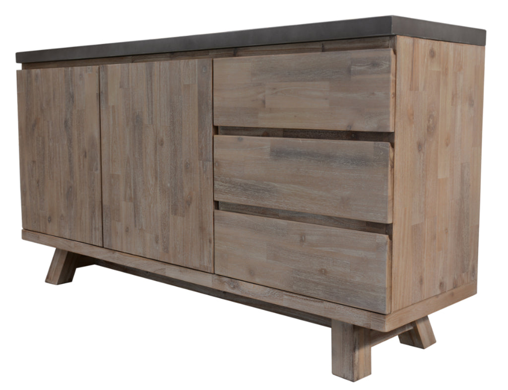 Savannah Acacia 3 Drawer 2 Door Buffet - Grey Top