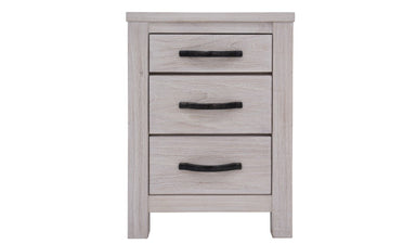 Seabrook 3 Drawer Bedside Table - White Wash