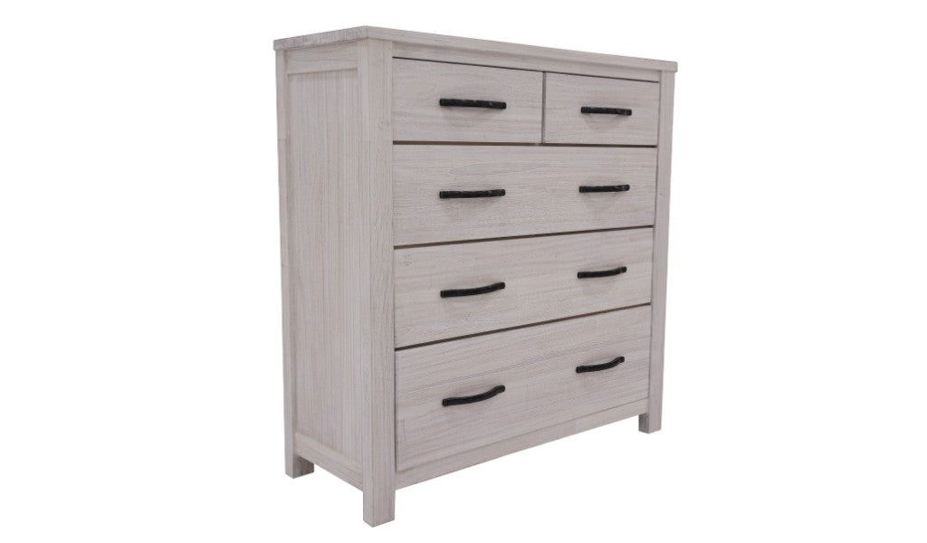 Seabrook 5 Drawer Tallboy - White Wash