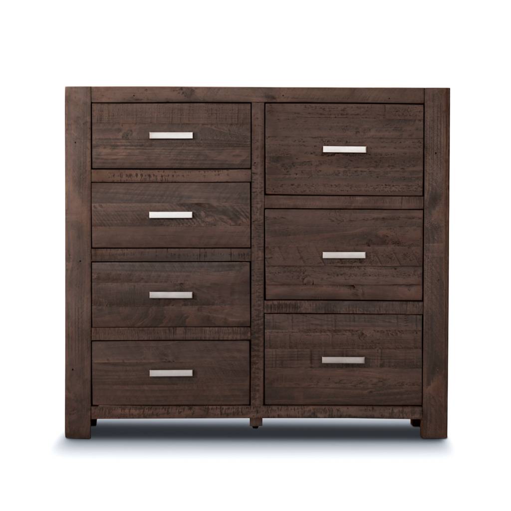 Sedona Tallboy 7 Drawers Solid Pine - Grey Stone