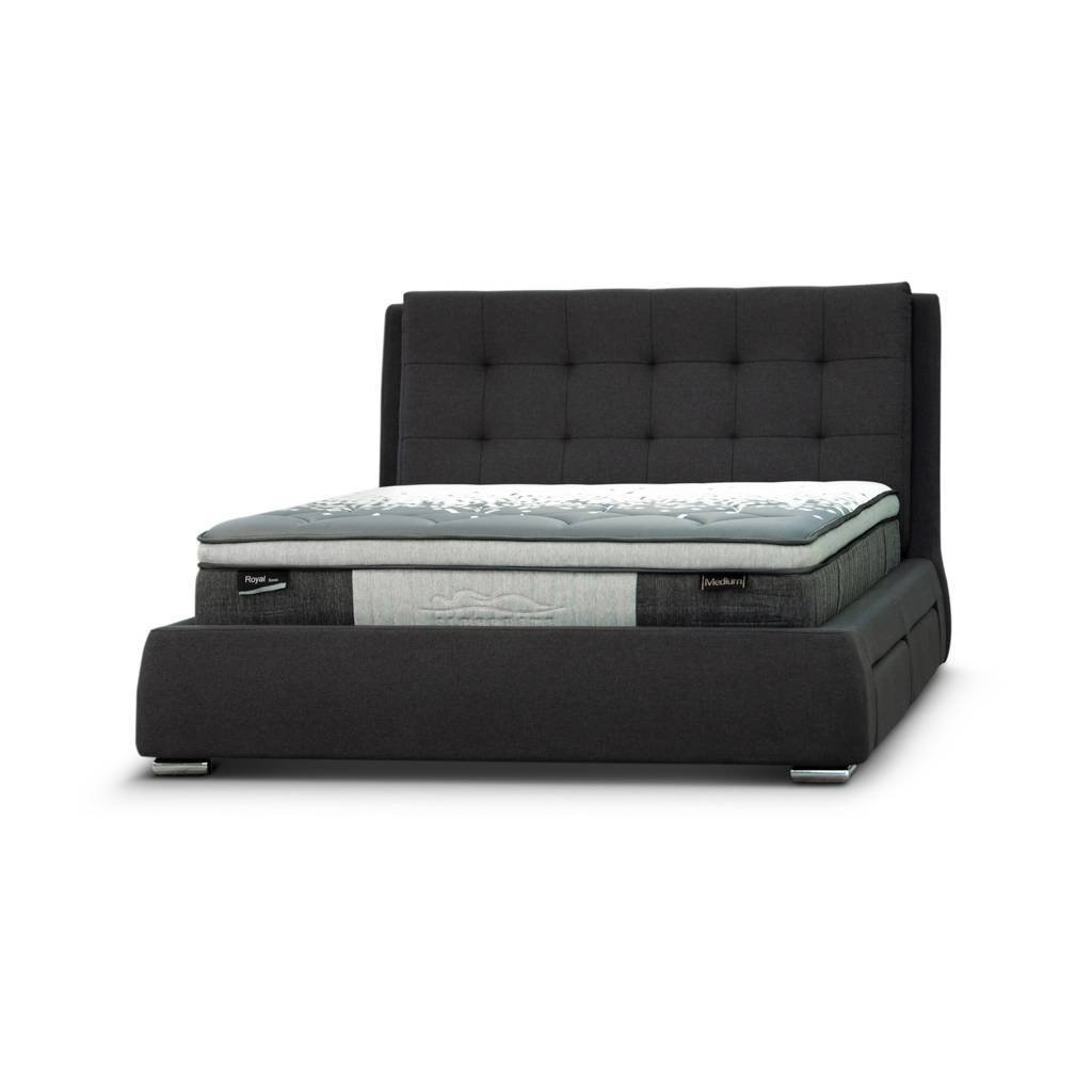 Valetta Tufted 4 Drawer King Bed - Grey