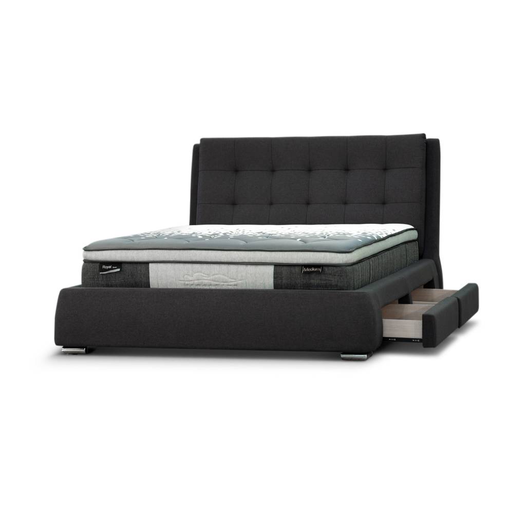 Valetta Tufted 4 Drawer King Bed - Grey