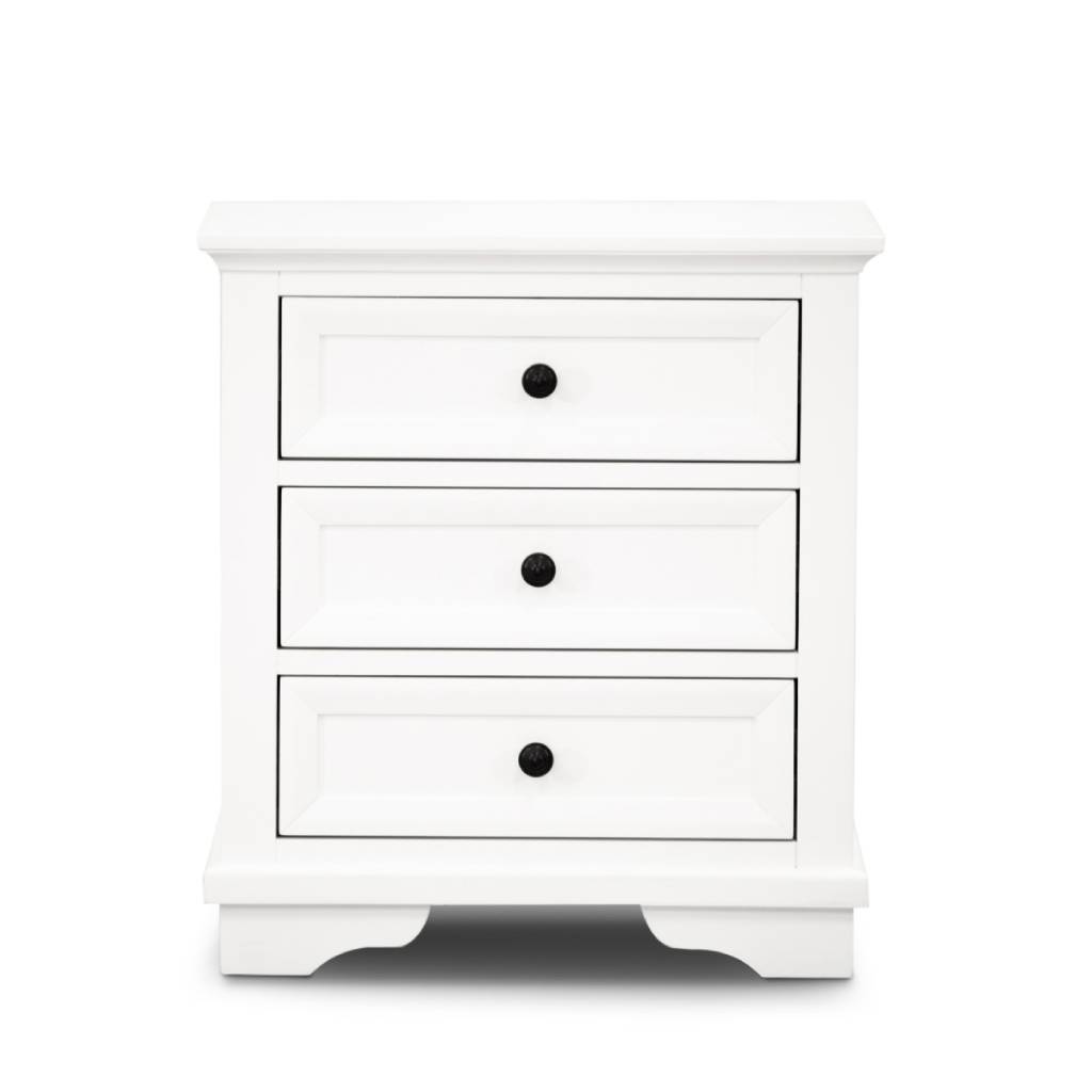 Vienna 3 Drawer Bedside Table - White