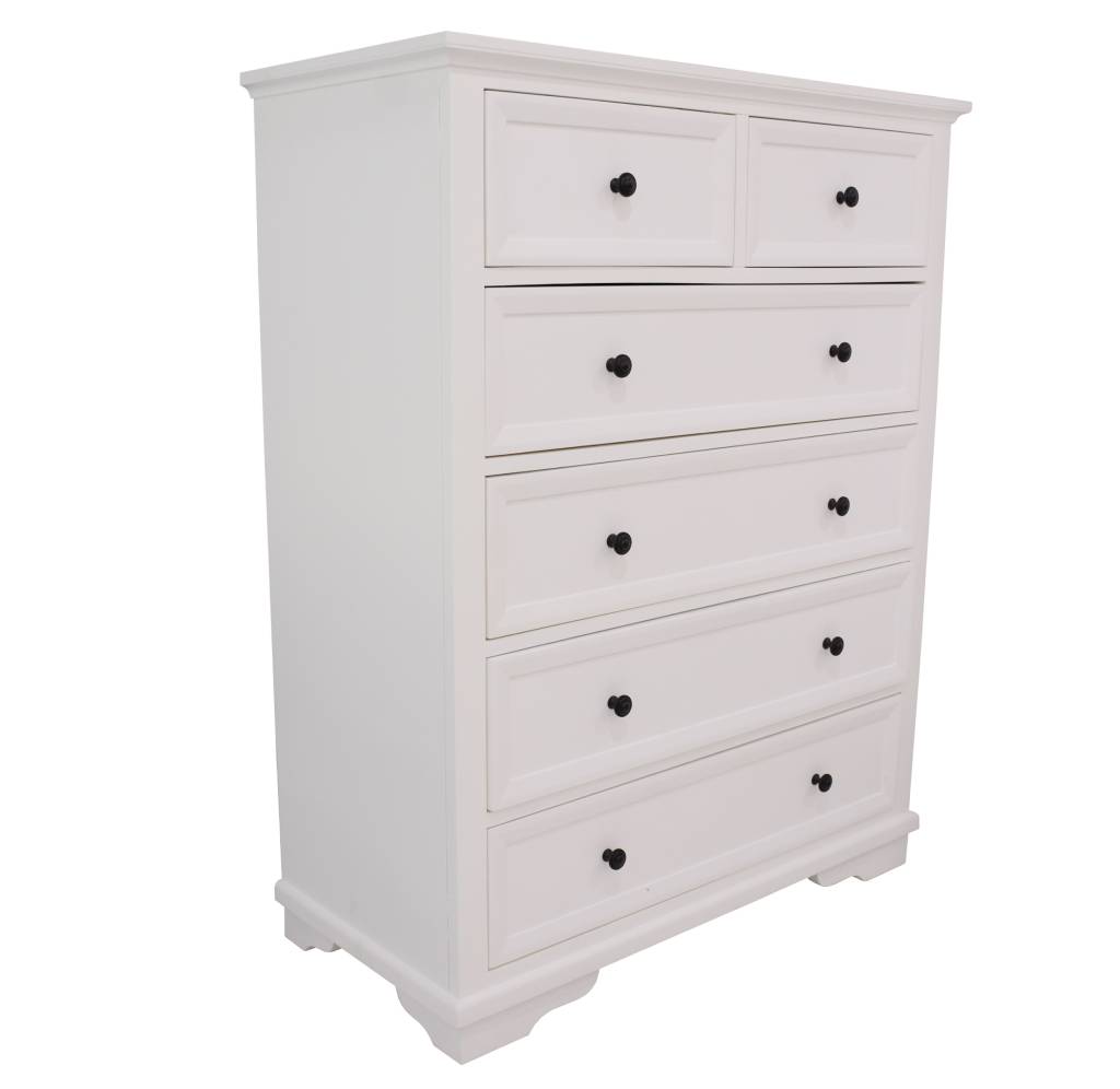 Alexa Wooden Tallboy 2 Over 4 Drawers - White