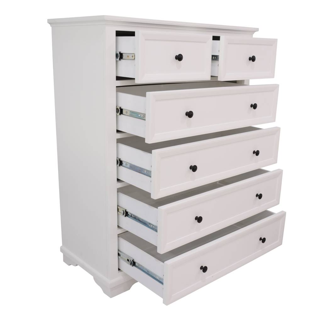 Alexa Wooden Tallboy 2 Over 4 Drawers - White