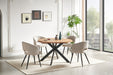 Tarian Round Oak Dining Set with 4 Beige Chairs