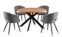 Tarian Round Oak Dining Set with 4 Grey Chairs