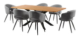 Tarian 2m Oak Dining Set with 6 Grey Chairs