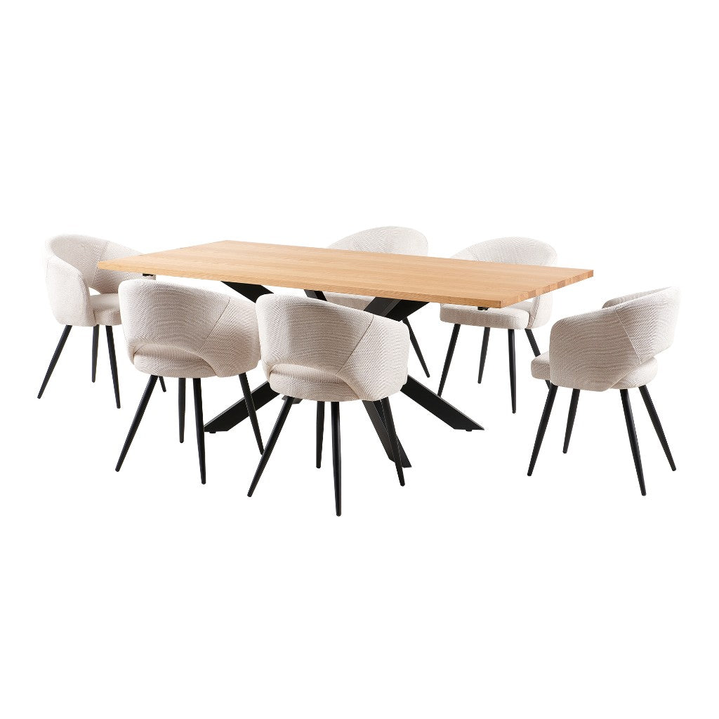 Barlow Dining Set Table with 6 Matzo Dining Chairs