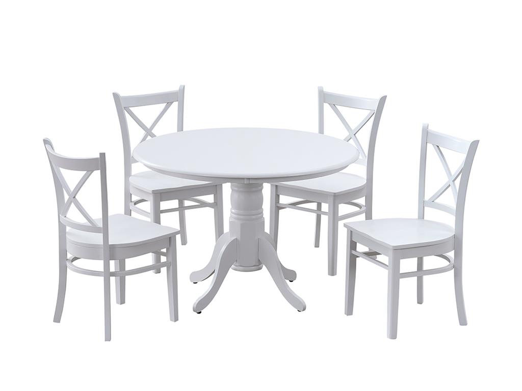 Nantucket 5 Piece Round Dining Set - White
