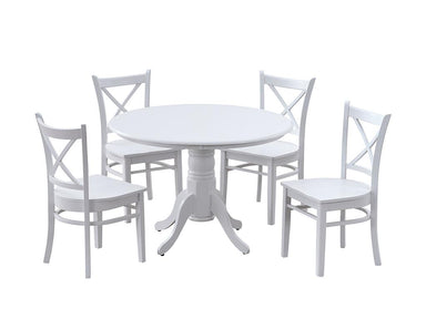 Nantucket 5 Piece Round Dining Set - White