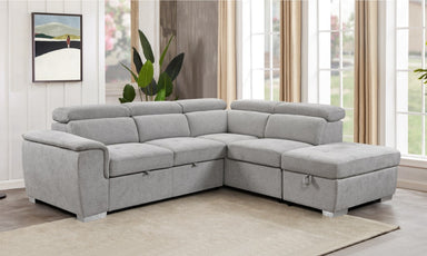 Carina Corner Sofa Bed with Right Chaise - Light Grey