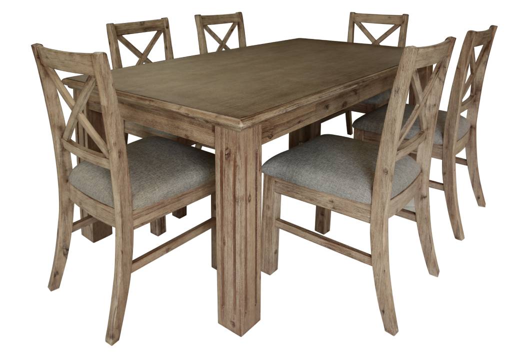 Kingsley 7 Piece Dining Set - Brushed Khaki